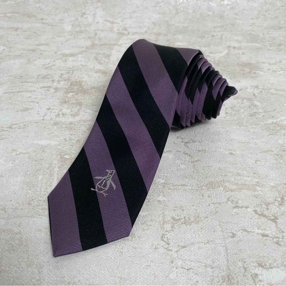 Original Penguin Purple And Black Silk Neck Tie.